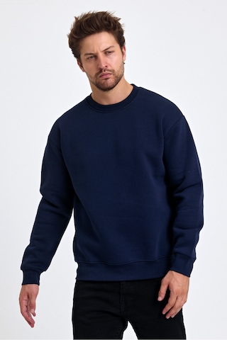 Tarz Cool Erkek Yumuşacık Kumaşlı Regular Fit Yuvarlak Yakalı Sweatshirt Lacivert