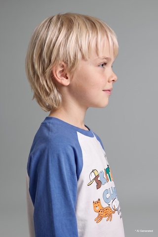 Defacto Baskılı Uzun Kollu Üst Elastik Bel Alt 2li Pijama Takımı Erkek Bebek H6538a526aube358 Mavi-be358