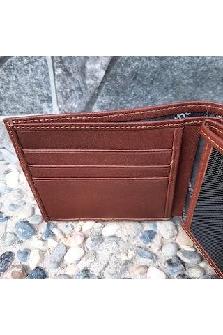 Gvnbag Hakiki Deri Erkek Bozuk Para Gözlü Çıtçıtlı Taba Cüzdan Gvn-0134