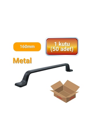 50 Adet Havai Düz Siyah Metal Mobilya Kulpu 160mm Siyah