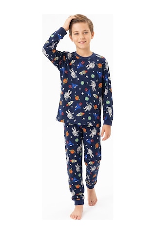 Modanino %100 Pamuk Erkek Çocuk Pijama Takımı 8-13 Yaş 12735ıs Koyu Lacivert