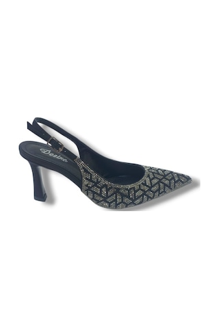 Desire 5011-26 Taşlı Mozaik Desenli İnce Topuk Kadın Stiletto 8,5cm Siyah