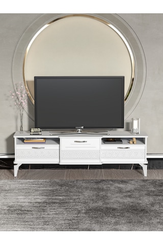 Tv Sehpası Tv Ünitesi Vera Beyaz Çizgili 5053 Çok Renkli