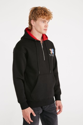 Jepublic Jp Pop Up Detaıled Fleece Sweatshırt Siyah