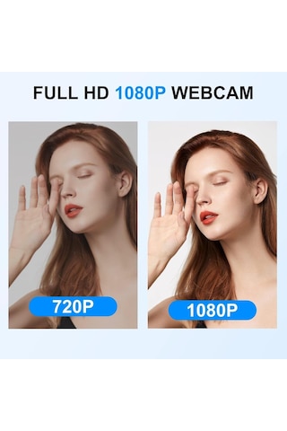Pc İçin 1080p Web Kamerası, Gizlilik Kapaklı Ve Tripodlu Bilgisayar Kamerası, Çift Gürültü Önleyici Mikrofonlar