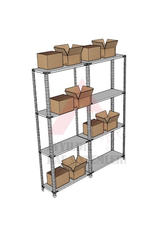 4 Katlı 2'li Beyaz Renk Çelik Raf - Depo, Arşiv, Kiler, Dosya, Market Rafı 43x93 Cm-200 Cm Beyaz