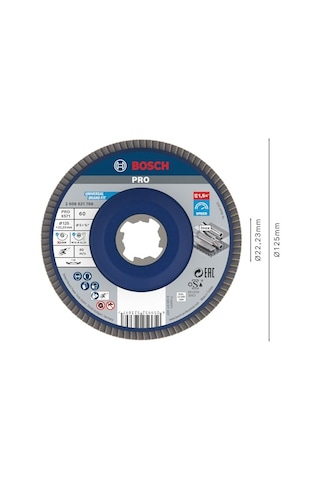 Bosch Uyumlu 1x Pro Metal X571 Yelpaze Taşlama Diski, X-lock İçin Açılı Tasarım Çelik, Paslanmaz Çelik, Ø 125 Mm, Granülasyon 60, Profesyonel Aksesuar Küçük Açılı Taşlama Makinesi