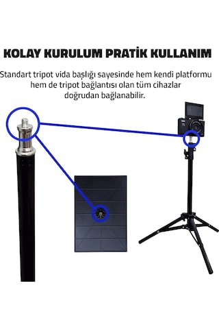 Upway Çok Amaçlı Teleskobik Sahne, Projeksiyon Ve Tablet Standı - 112 Cm Teleskobik Tripot