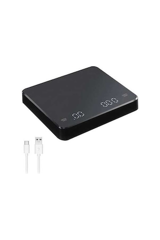 Novahub Zamanlayıcı Dijital Kahve Terazisi, Led Ekran, Espresso, 3 Kg Maks. Ağırlık, 0.1 G Hassasiyet, Usb Şarj, Mutfak Terazisi Siyah