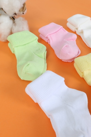 %100 Pamuklu 6'lı Yenidoğan Bebek Çorap Pembe