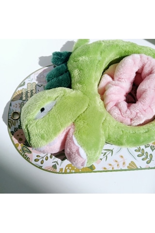 Peluş Dinazor Figürlü Taç Ve Toka Seti Yeşil,pembe Diğer