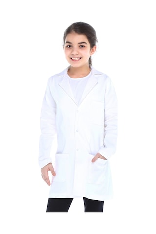 Tülü Akkoç Kız Çocuk Doktor Önlüğü Beyaz