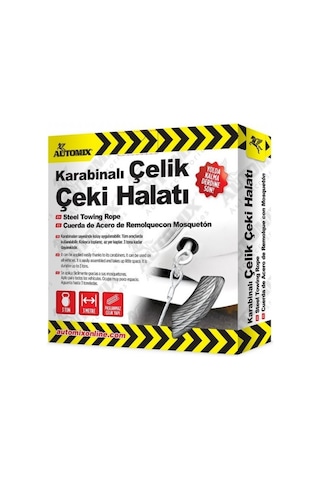 Automix 43728 Karabinalı Çekme Halatı Çelik 3 Ton 3 M