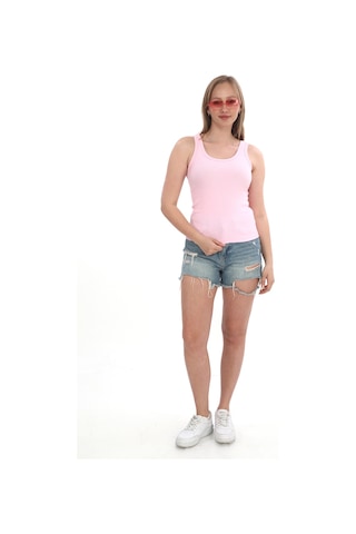 Monox Kadın Fitilli Likralı Pamuklu Askılı Atlet Pembe