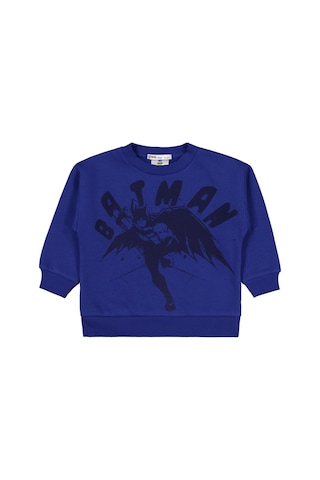 Batman Karartma Baskılı 2-5 Yaş Sweatshirt - Mavi Saks Mavisi