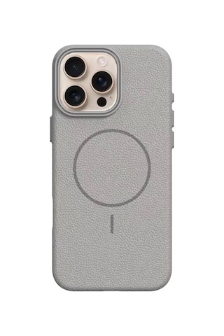 Apple Uyumlu iPhone 14 Pro Max Beats Magsafe Deri Görünümlü Silikon Kılıf Kapak Gri