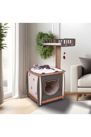 Patihomes Kedi Evi Ve Kedi Tırmalama Evi Yataklı