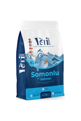 Petipure Somonlu Kuru Yetişkin Kedi Maması 1,2 Kg - Besleyici Vitamin İlaveli Tam Ve Dengeli Mama