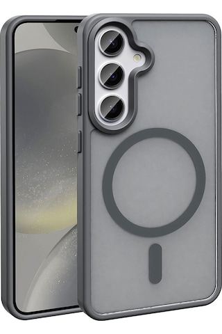 Samsung Uyumlu Galaxy S26 Kılıf Kablosuz Şarj Mat Arka Yüzey Sio Kapak Telefon Kılıfı Gri