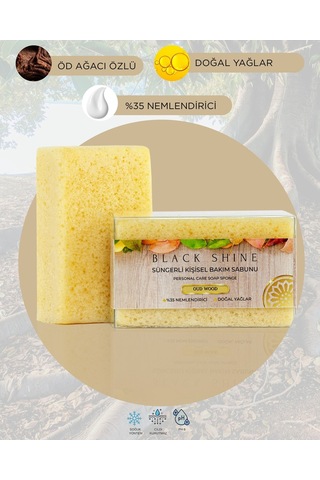 Black Shine Bs Doğal Zeytinyağı & Öd Ağacı Özlü Süngerli Sabunu 100 G