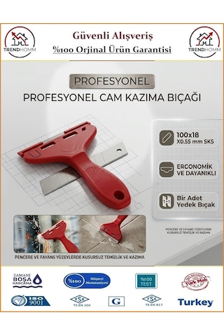 Trendhomm Cam Kazıma Bıçağı - Cam Temizleme Bıçağı - Geniş Ağızlı