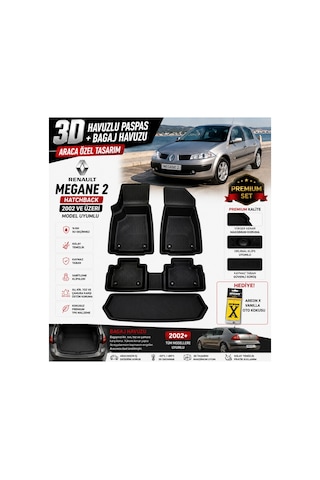 Renault Megane 2 Hatchback 2004 Model Uyumlu 3d Araca Özel Havuzlu Paspas+bagaj Havuzu Birebir Uyum