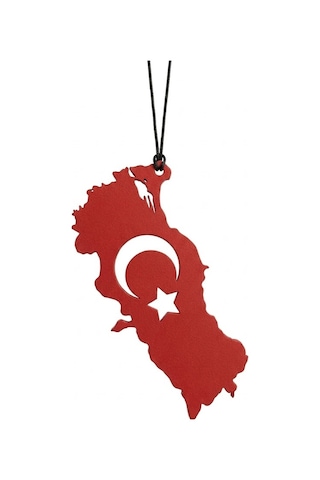 Araç İçi Dikiz Aynası Süsü Türkiye Haritası 9x4 Cm Kırmızı