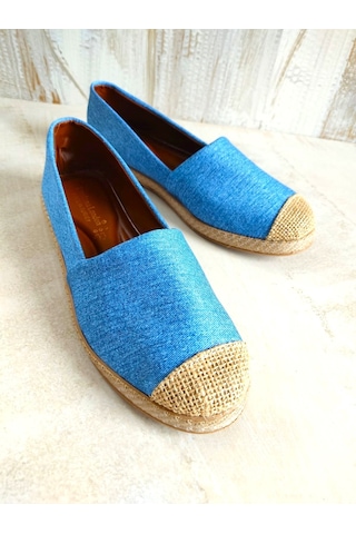 Kot Hasır Detaylı Kadın Espadril Mavi