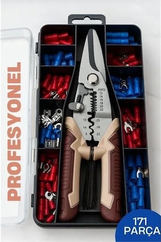 Profesyonel Tel Soyma Ve Sıkma Pensesi Seti 8'' Otomatik, Kablo Konnektörlü 722483