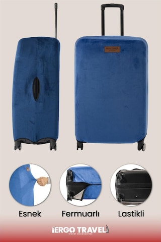 Valiz Koruma Kılıfı Kadife Kılıf - Lacivert - Küçük Boy Ergo Travel Lacivert