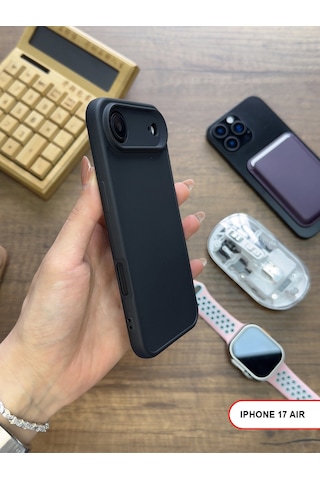 Apple iPhone 17 Air Uyumlu Kamera Korumalı Darbeye Dayanıklı Renk Atmayan Keep Silikon Kılıf Siyah