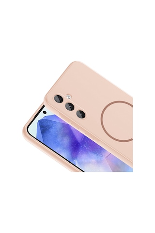 Maks Technology Samsung Uyumlu Galaxy A37 Kılıf M-safe Şarj Özellikli Mkst Meta Kapak - Rose Pembe
