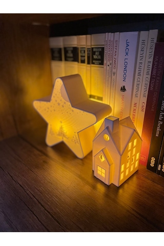 Xmas Star Işıklı Dekor Şık Ve Modern Yeni Yıl Tasarımı Led Mum Hediyeli Set