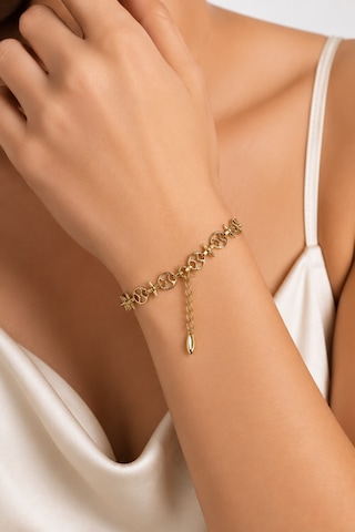 Balenbi Jewelry Kadın Gold Renk Çivili Halka Detaylı Kararmaz Çelik Zincir Bileklik 1095 Altın