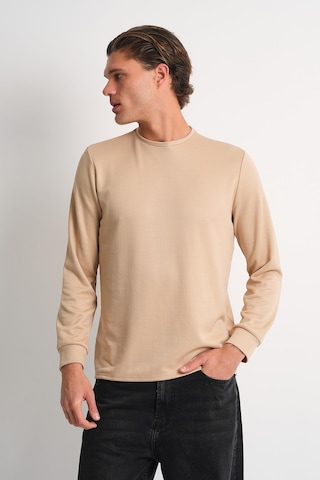 Alexander Gardi Alexandergardı Uzun Kollu Bisiklet Yaka Basic Sweatshirt Bej