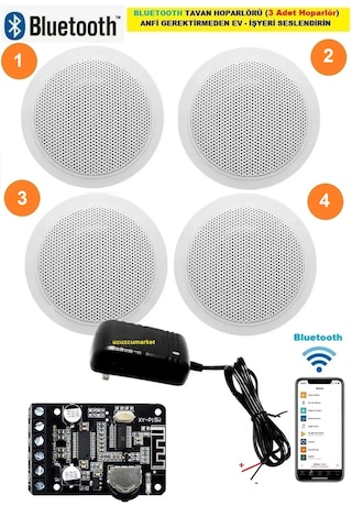 Tavan Hoparlör Seti Bluetooth Özellikli 4 Tavan Hoparlör Anfi Kullanmadan Ev-ışyerini Seslendirin