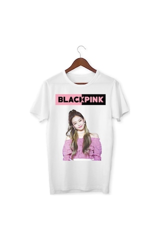 Alpşan Ticaret Jennie Black Pink Baskılı Beyaz Tshirt Beyaz