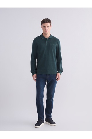 Lcwaıkıkı Classic Yeşil Polo Yaka Uzun Kollu Erkek Sweatshirt