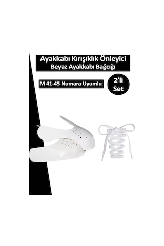 Sneakers Ayakkabı Kırışıklık Önleyici Koruyucu M 41-45 Uyumlu + Beyaz Ayakkabı Bağcığı