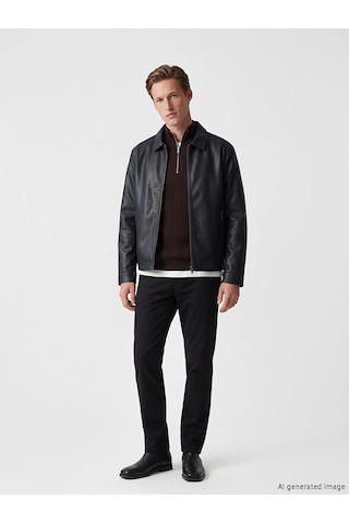 LC Waikiki Southblue Siyah Regular Fit Erkek Deri Görünümlü Ceket New Blakız Çocuk