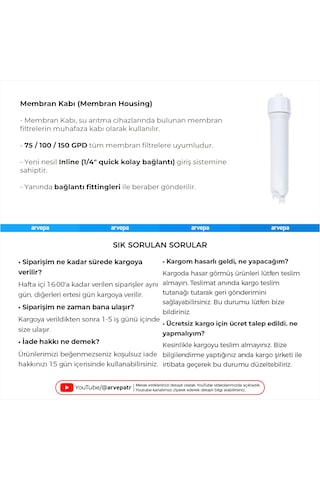 Su Arıtma Cihazı Membran Kabı Housing