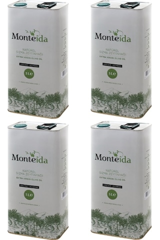 Monteida Soğuk Sıkım Natürel Sızma Zeytinyağı Teneke 4 x 5 L