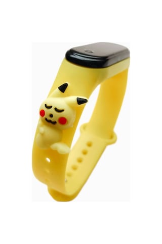 Japanex Renkli Figürlü Dokunmatik Dijital Çocuk Saati Sarı Pika
