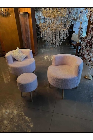 Çay Seti İkili Koltuk Ve Puf Takımı 3'lü Takım Berjer Puf Peluş Çay Seti İkili Koltuk Ve Puf Takımı 3'lü Takım Berjer Puf Peluş