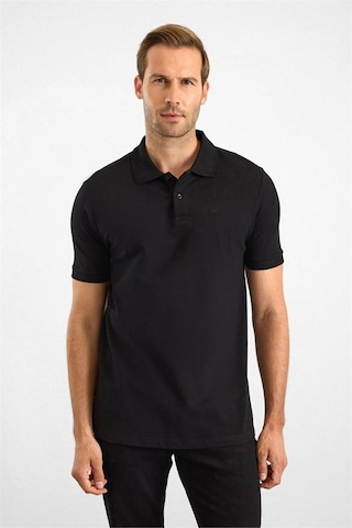 Süvari Siyah Slim Düz Nakışlı Pike Düğmeli Polo Yaka Tişört Ts1014000474-s09