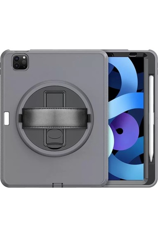 Apple iPad Uyumlu Pro 11 2018 Kılıf Hand Strap Tablet Kılıfı - Gri Arka Kapak