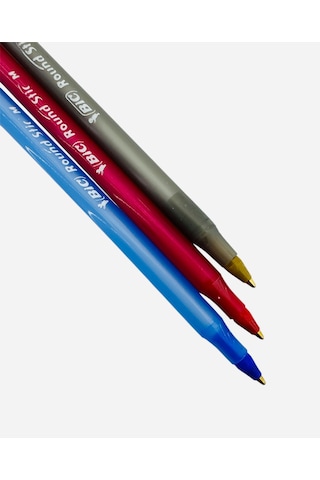 Sırımsı Bic Round Stic Tükenmez Kalem Karışık 3 Renk 30 Adet Çok Renkli