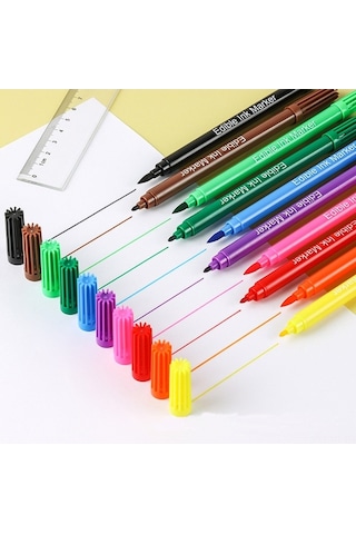 Novahub 12 Renkli Yenilebilir Pasta Dekorasyon Kalemi - Kek Ve Kurabiye İçin Çok Renkli, Çocuklar İçin Mükemmel Çok Renkli