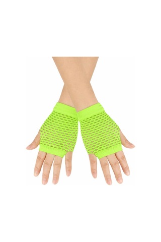 Astrid T Özel Seri Canlı Renk Kulüp Giyimi Retro Neon Yeşil File Parmaksız Kısa Eldiven 11 Cm 80 Ler 90 Lar 00-yeşil