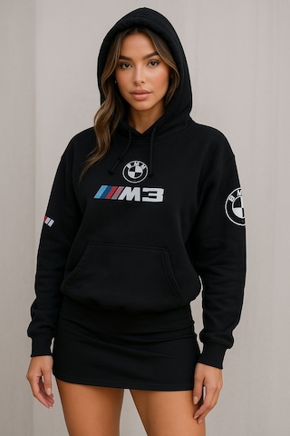 Hmo Store Unisex Siyah Hoodie Bmw Logolu Rahat Kesim Siyah